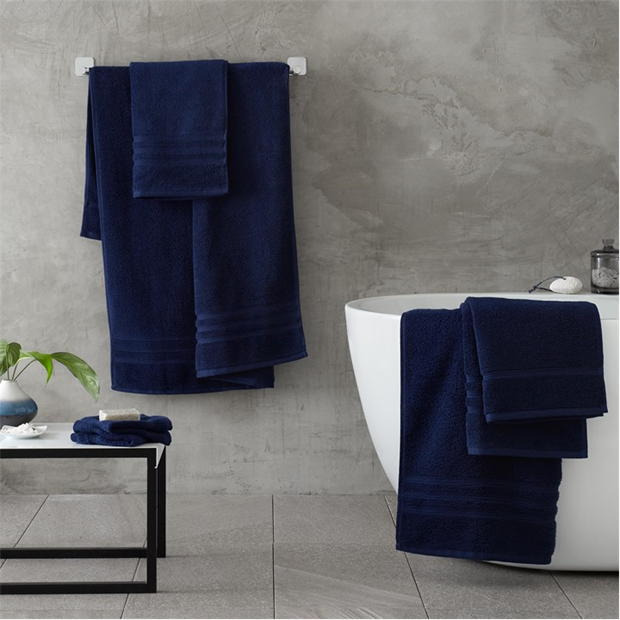 Combed Hand Towel 100% Cotton Navy Color (Set of 2)