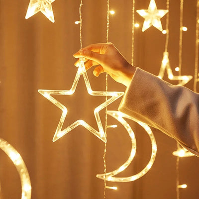 Moon and Stars Curtain Fairy lights