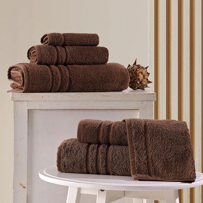 Combed Hand Towel 100% Cotton Chocolate Color (Set of 2)