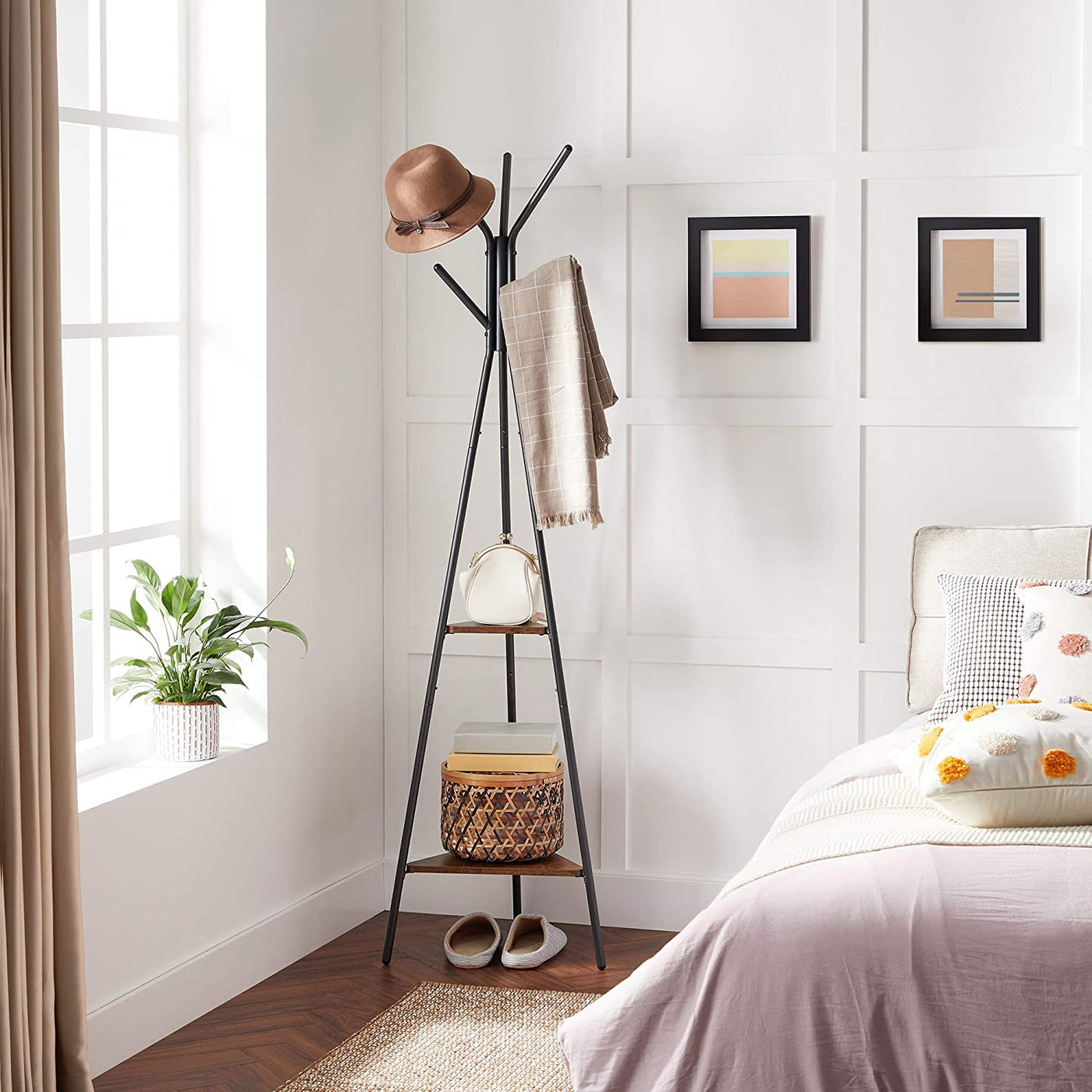 Balletic Sturdy Clothe Coat Living Bedroom Organizer Storage Shelve Rack
