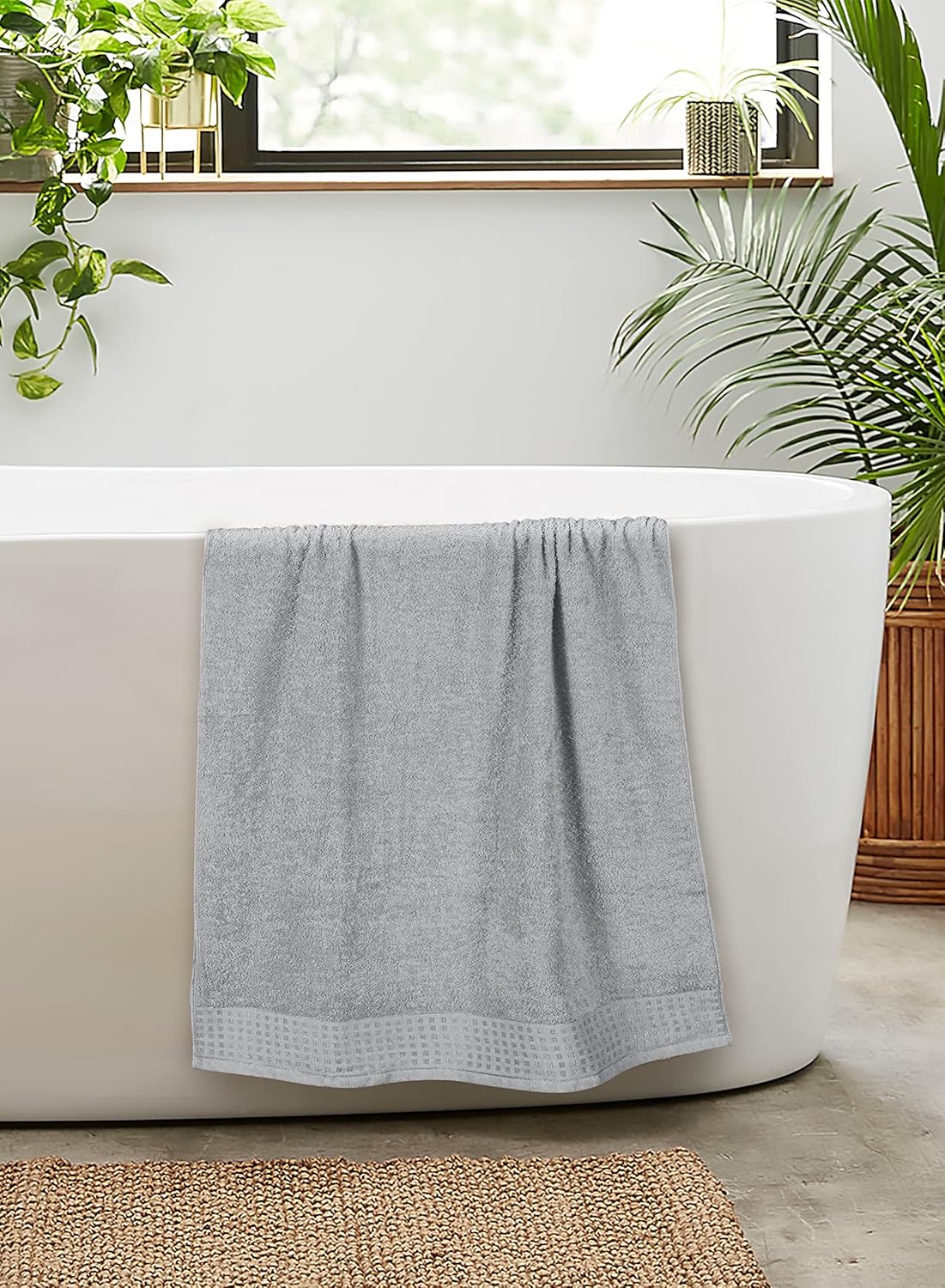 100% Cotton Towel In Light Grey (Pack Of 1 )
