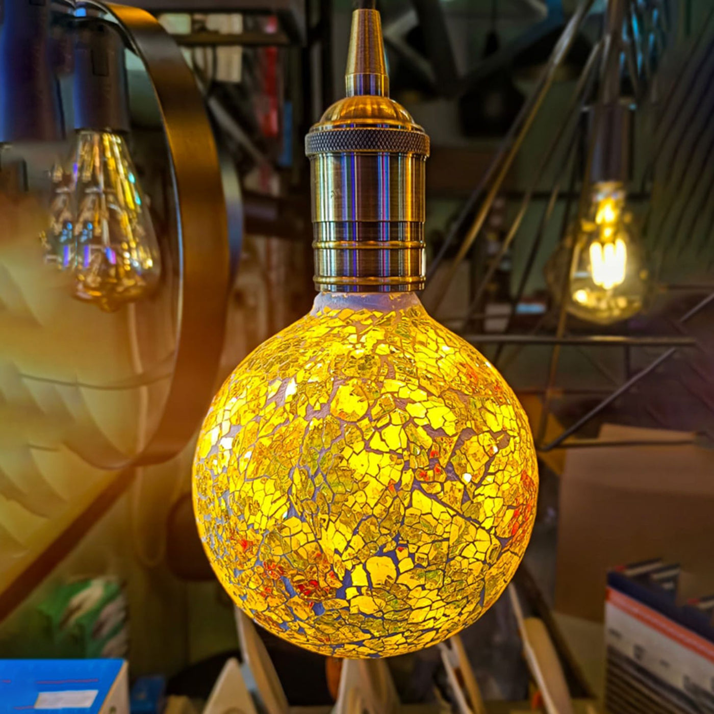 Artistic Glass Globe Hanging Light Fixture With Wire Holder