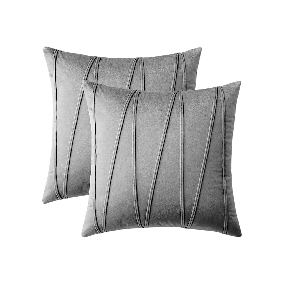 Embroidered V Velvet Cushion Cover Pack Of 2
