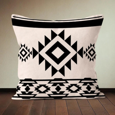 Aztec Style Beige Black Cushion Cover Pack of 4