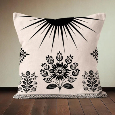 Aztec Style Beige Black Cushion Cover Pack of 4