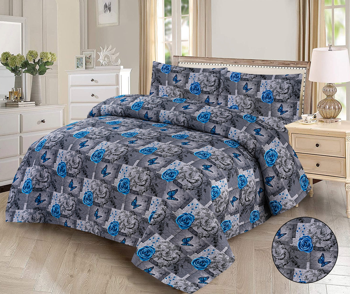 3 PCs Printed  Bed Spread Sets