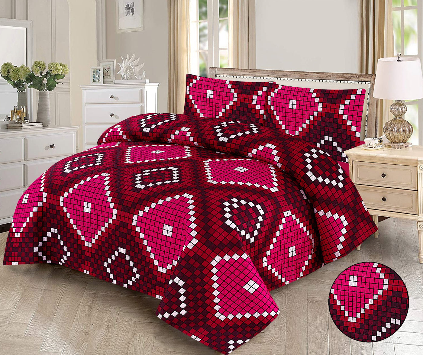3 PCs Printed  Bed Spread Sets