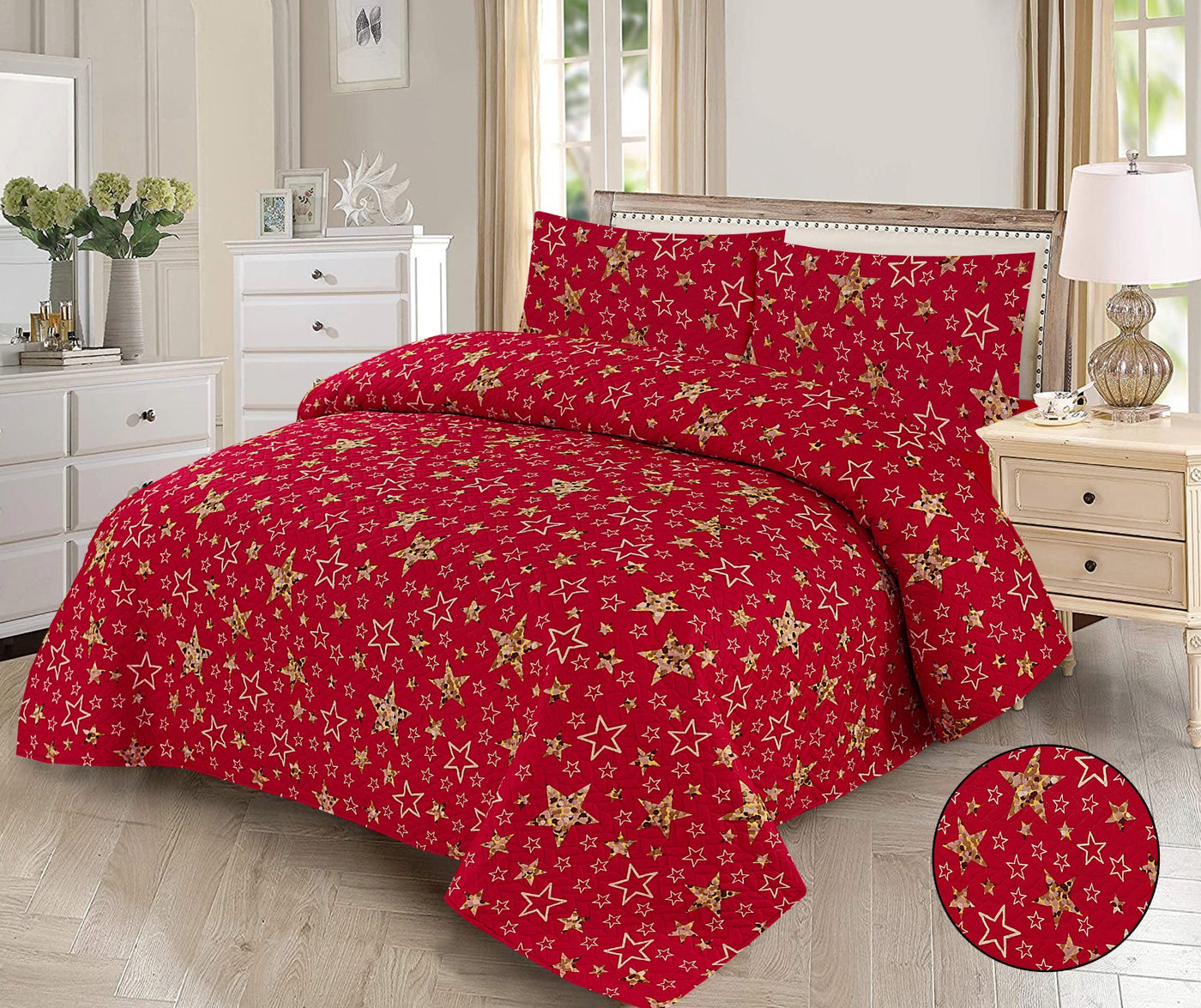 3 PCs Printed  Bed Spread Sets