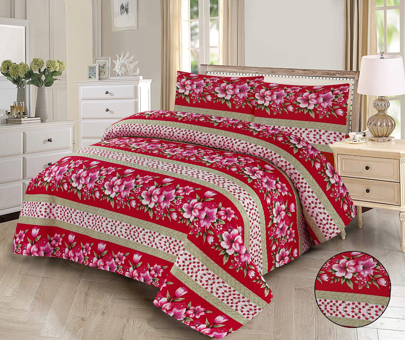 3 PCs Printed  Bed Spread Sets