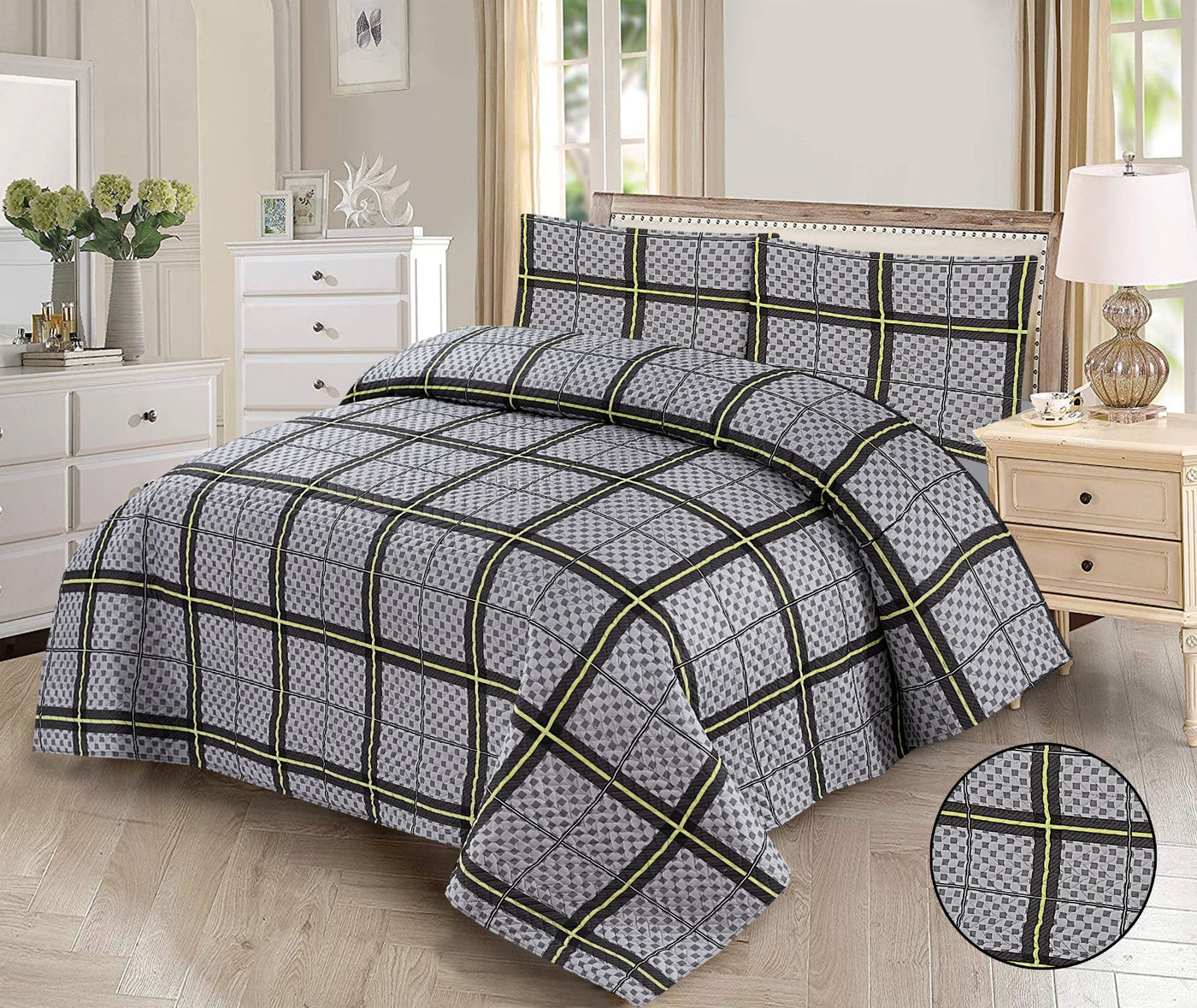3 PCs Printed  Bed Spread Sets