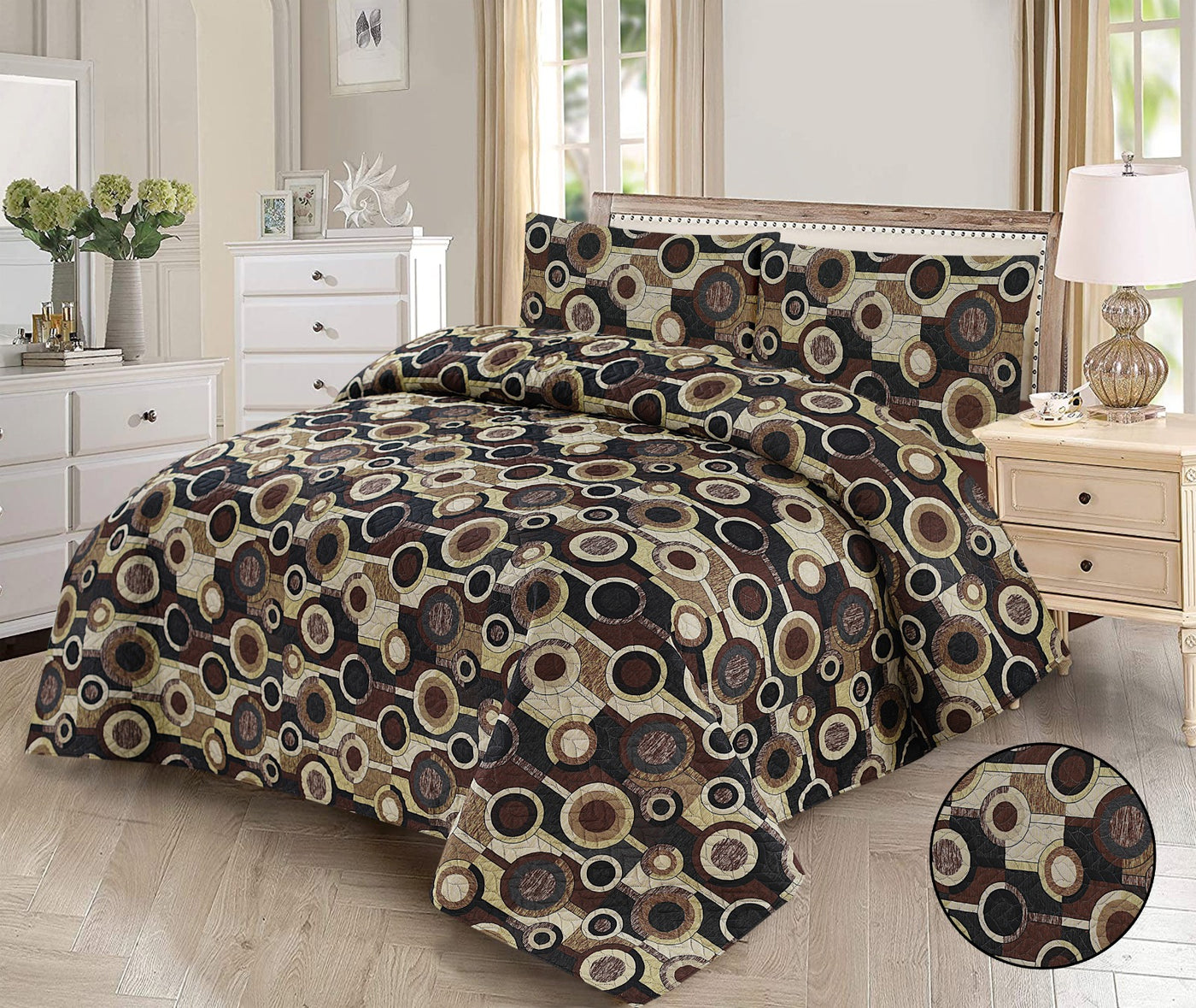 3 PCs Printed  Bed Spread Sets