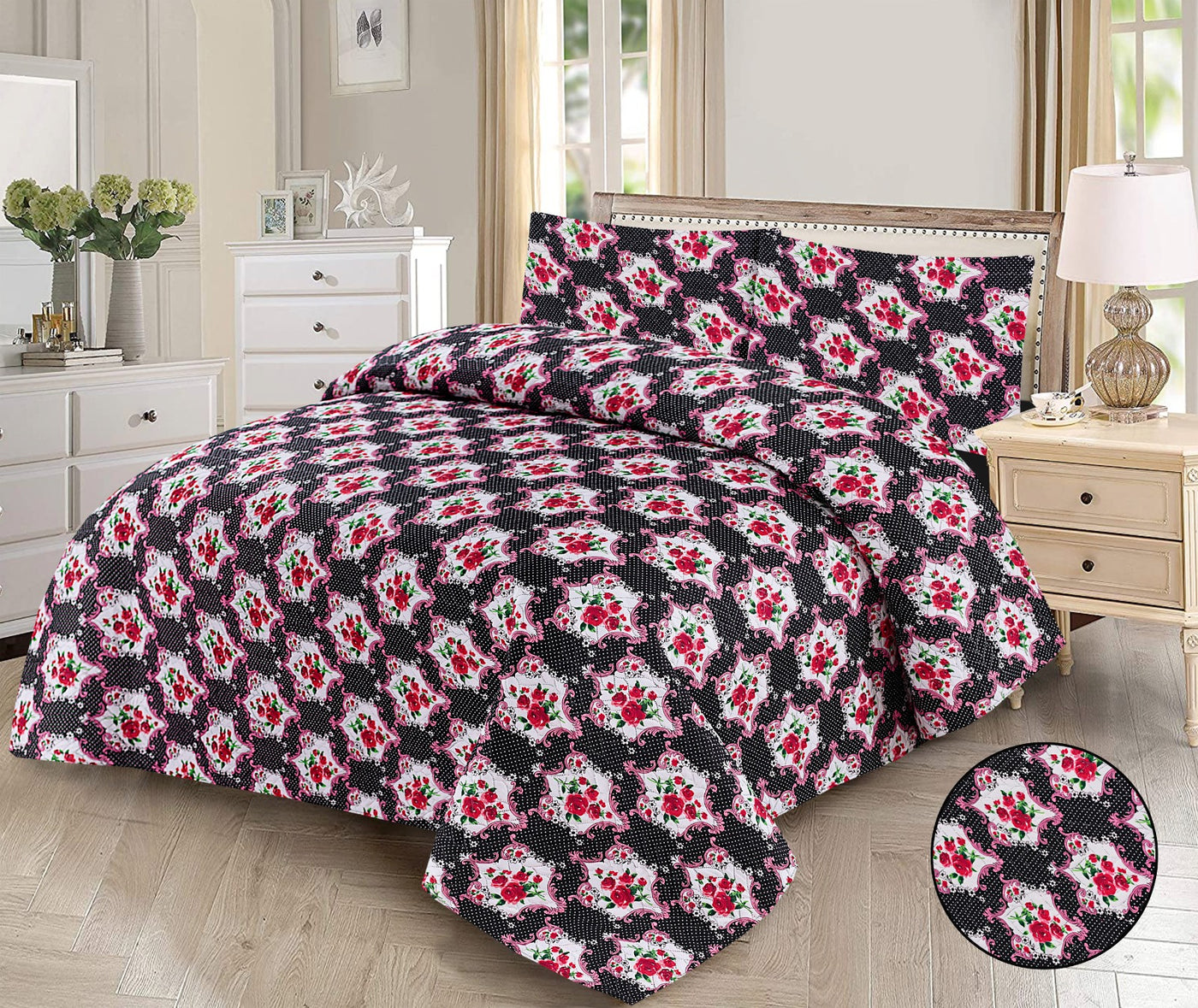 3 PCs Printed  Bed Spread Sets