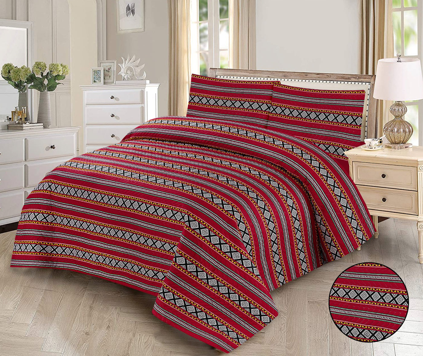 3 PCs Printed  Bed Spread Sets