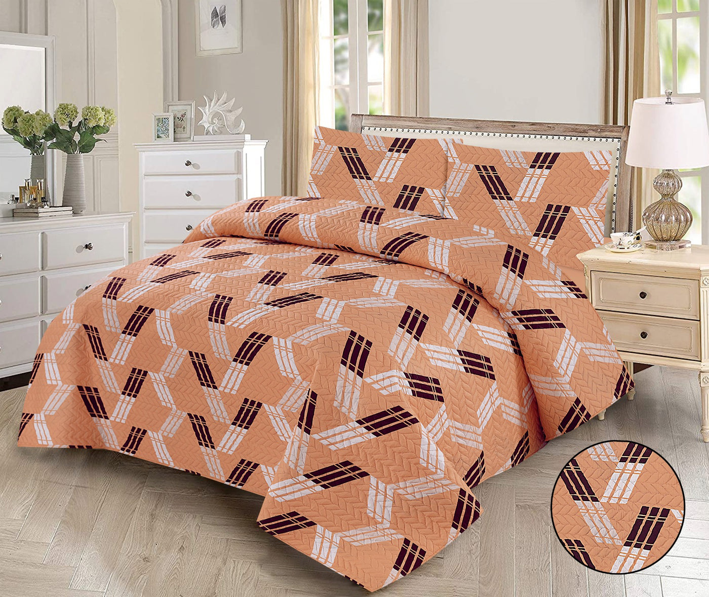 3 PCs Printed  Bed Spread Sets