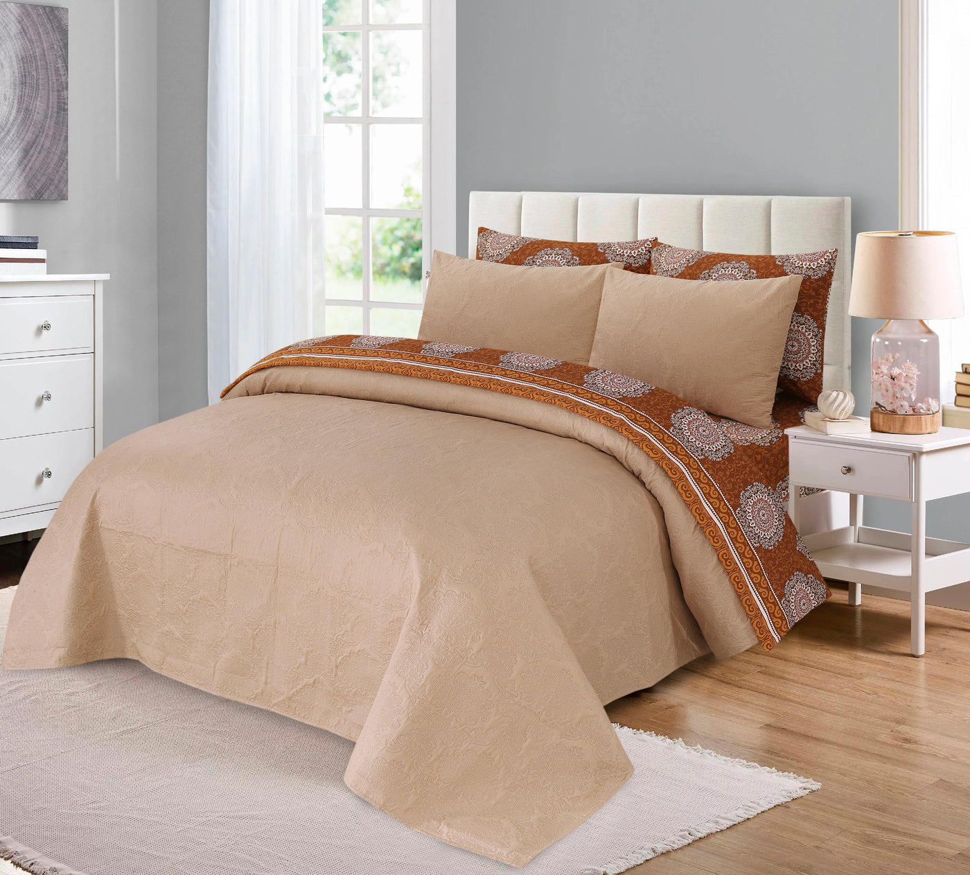 6 PCs Luxury Front Rivers Comforter Sets 6P-CSPD-1101