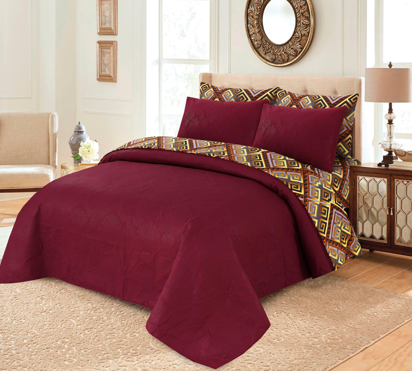 6 PCs Luxury Front Rivers Comforter Sets 6P-CSPD-1105