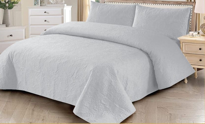 3 PCs Dyed Bed Spread Sets In White Color